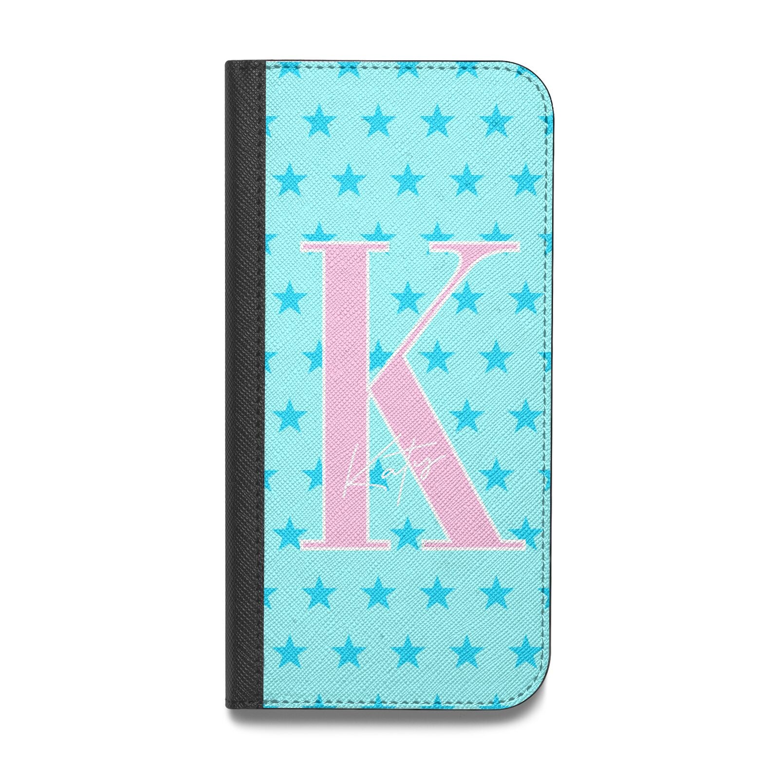 Personalised Blue Stars Vegan Leather Flip iPhone Case