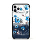 Personalised Blue Watercolour Flowers Apple iPhone 11 Pro in Silver with Black Impact Case