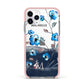 Personalised Blue Watercolour Flowers Apple iPhone 11 Pro in Silver with Pink Impact Case