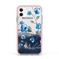 Personalised Blue Watercolour Flowers Apple iPhone 11 in White with Pink Impact Case