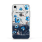 Personalised Blue Watercolour Flowers Apple iPhone XR Impact Case White Edge on Silver Phone