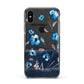 Personalised Blue Watercolour Flowers Apple iPhone Xs Impact Case Black Edge on Black Phone