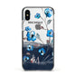 Personalised Blue Watercolour Flowers Apple iPhone Xs Impact Case Black Edge on Silver Phone