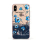 Personalised Blue Watercolour Flowers Apple iPhone Xs Impact Case Pink Edge on Gold Phone