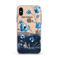 Personalised Blue Watercolour Flowers Apple iPhone Xs Impact Case White Edge on Gold Phone