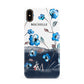 Personalised Blue Watercolour Flowers Apple iPhone Xs Max 3D Snap Case