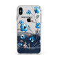 Personalised Blue Watercolour Flowers Apple iPhone Xs Max Impact Case White Edge on Silver Phone