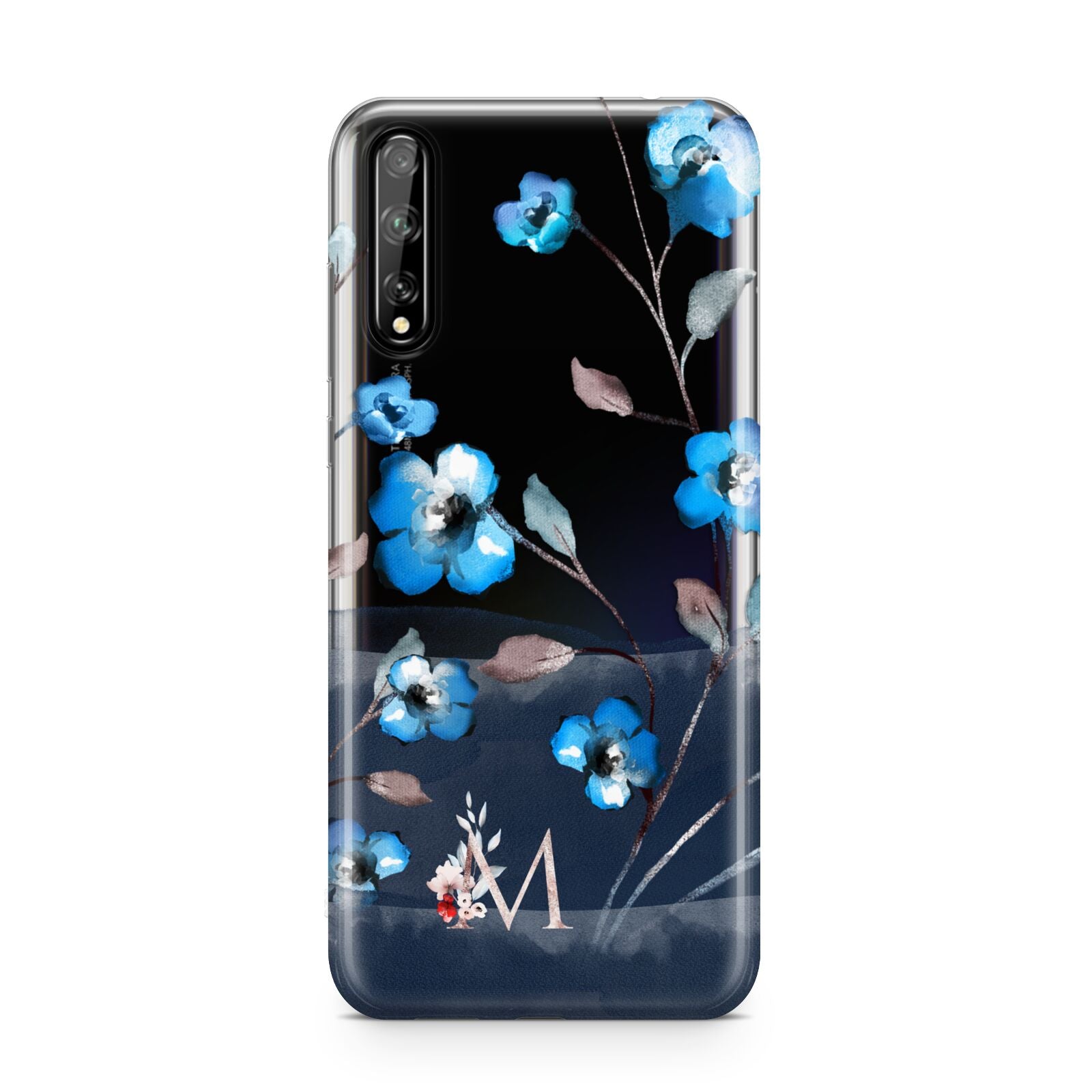 Personalised Blue Watercolour Flowers Huawei Enjoy 10s Phone Case