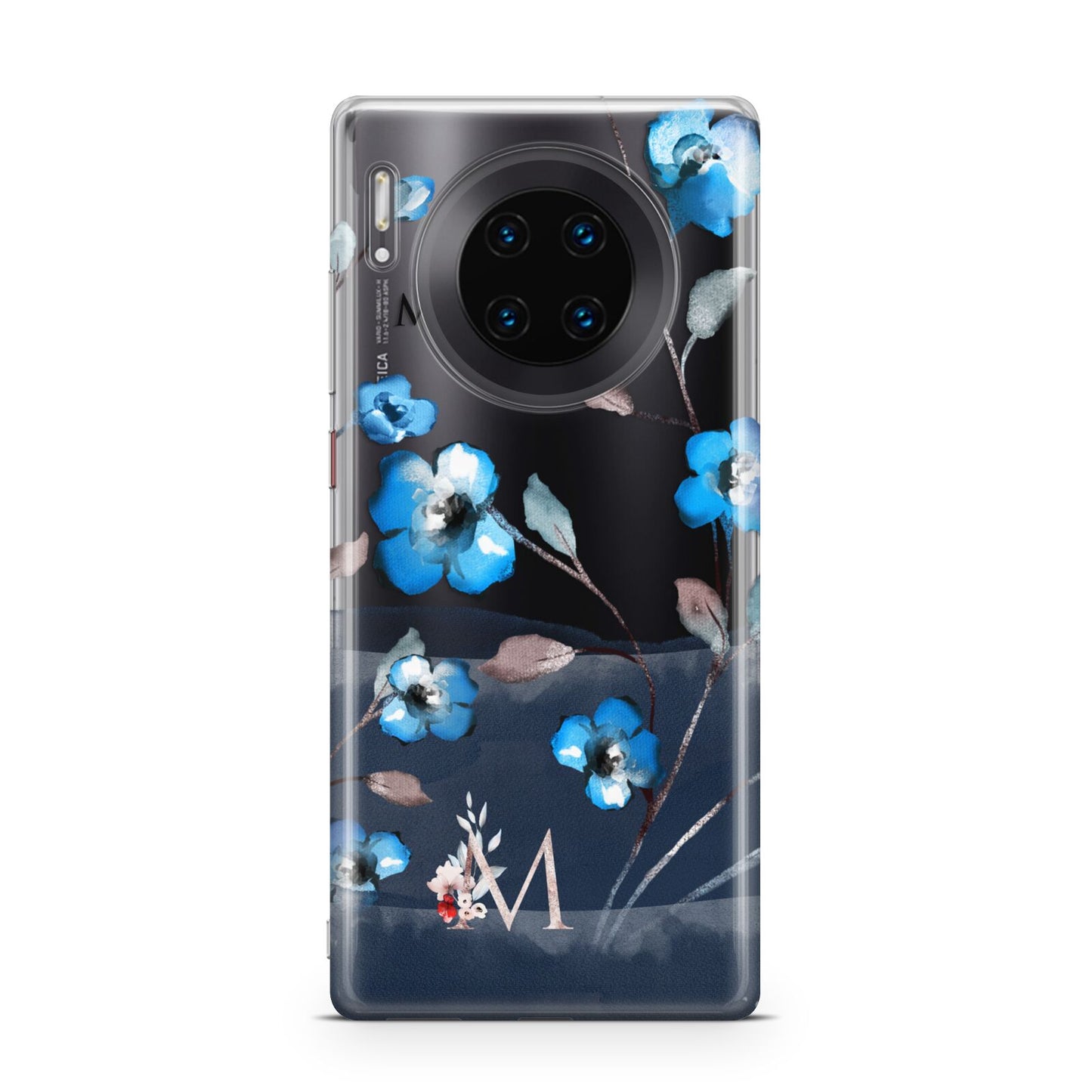 Personalised Blue Watercolour Flowers Huawei Mate 30 Pro Phone Case