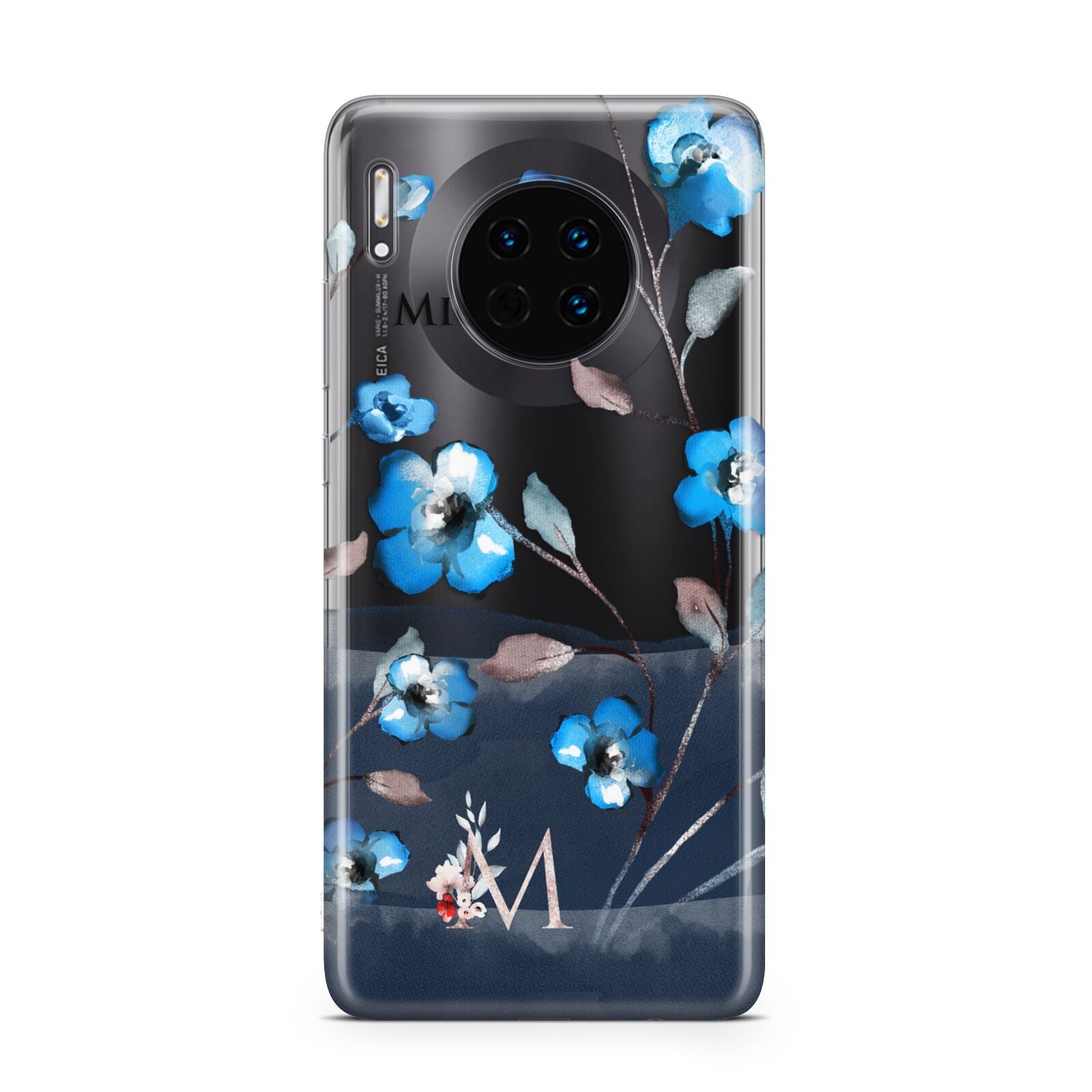 Personalised Blue Watercolour Flowers Huawei Mate 30