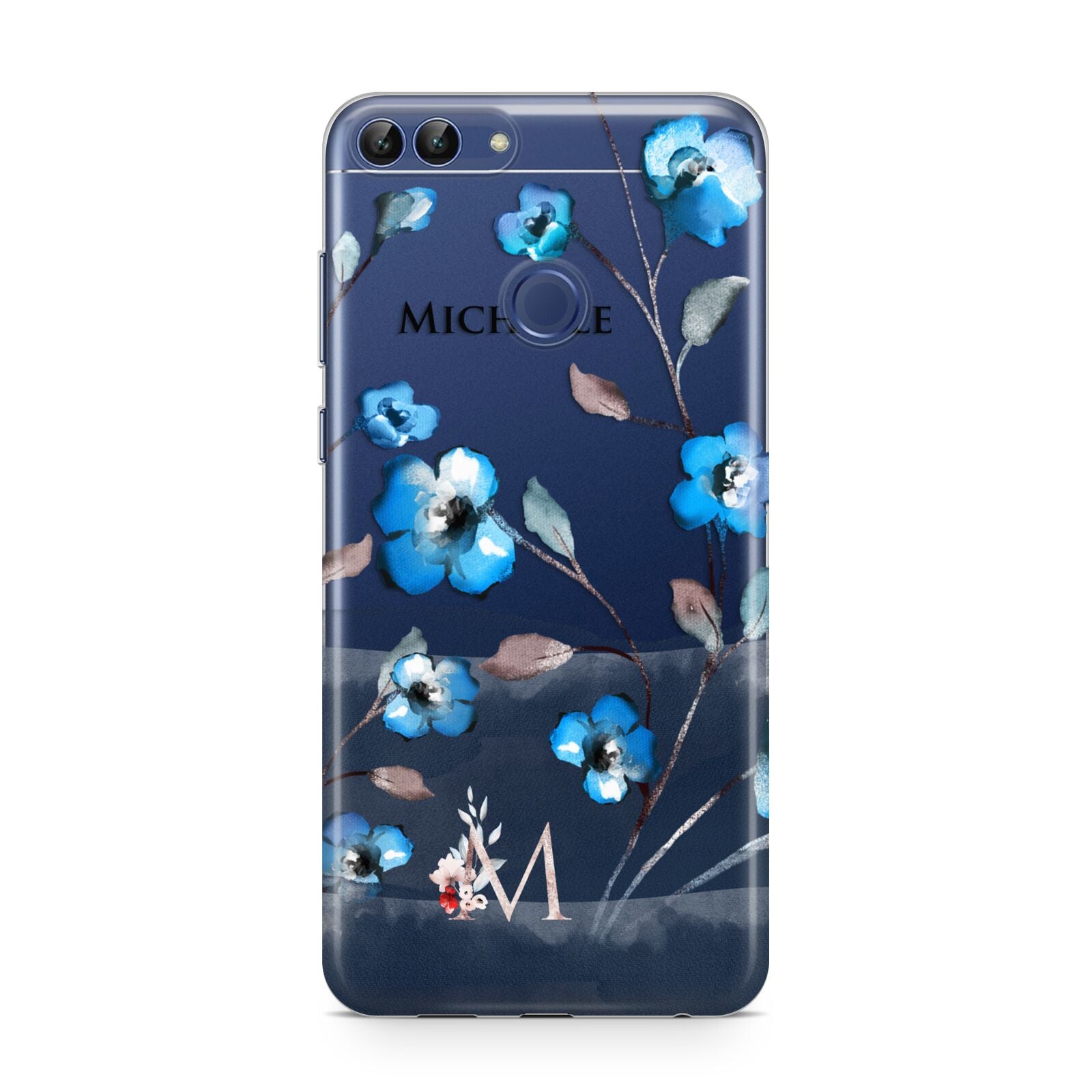 Personalised Blue Watercolour Flowers Huawei P Smart Case