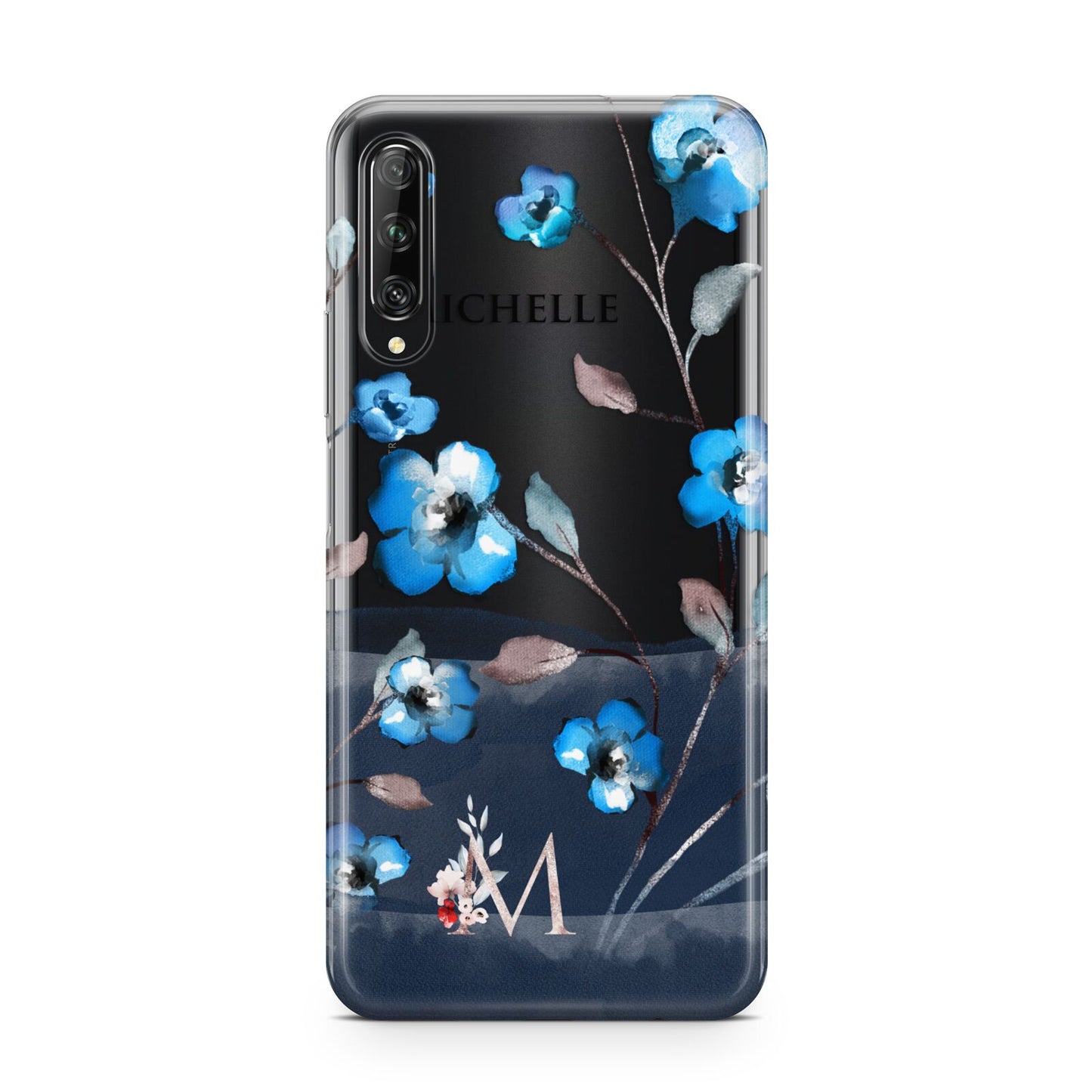 Personalised Blue Watercolour Flowers Huawei P Smart Pro 2019