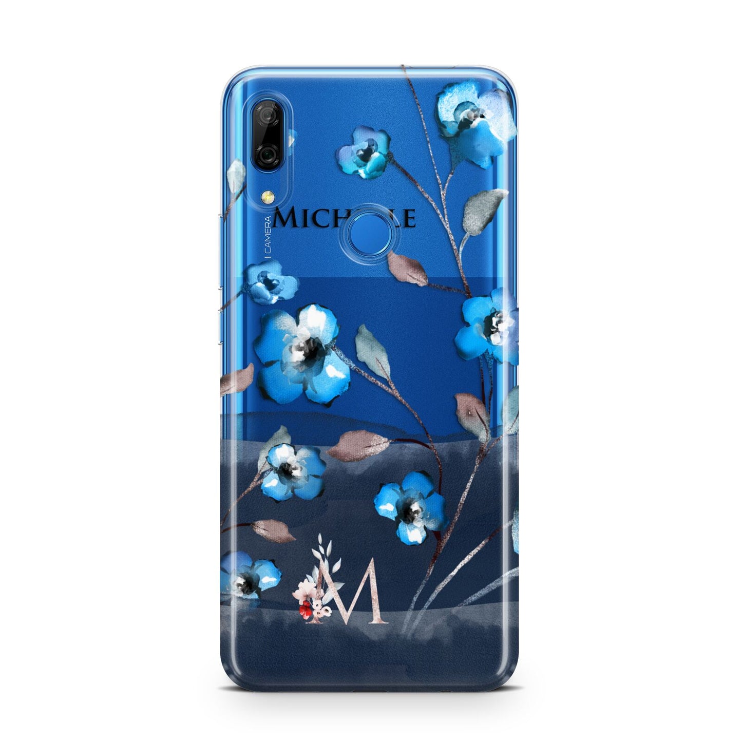 Personalised Blue Watercolour Flowers Huawei P Smart Z