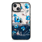 Personalised Blue Watercolour Flowers iPhone 13 Black Impact Case on Silver phone