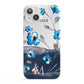 Personalised Blue Watercolour Flowers iPhone 13 Full Wrap 3D Snap Case