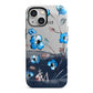 Personalised Blue Watercolour Flowers iPhone 13 Mini Full Wrap 3D Tough Case