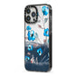 Personalised Blue Watercolour Flowers iPhone 13 Pro Max Black Impact Case Side Angle on Silver phone