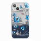Personalised Blue Watercolour Flowers iPhone 13 TPU Impact Case with White Edges