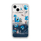 Personalised Blue Watercolour Flowers iPhone 14 Clear Tough Case Starlight
