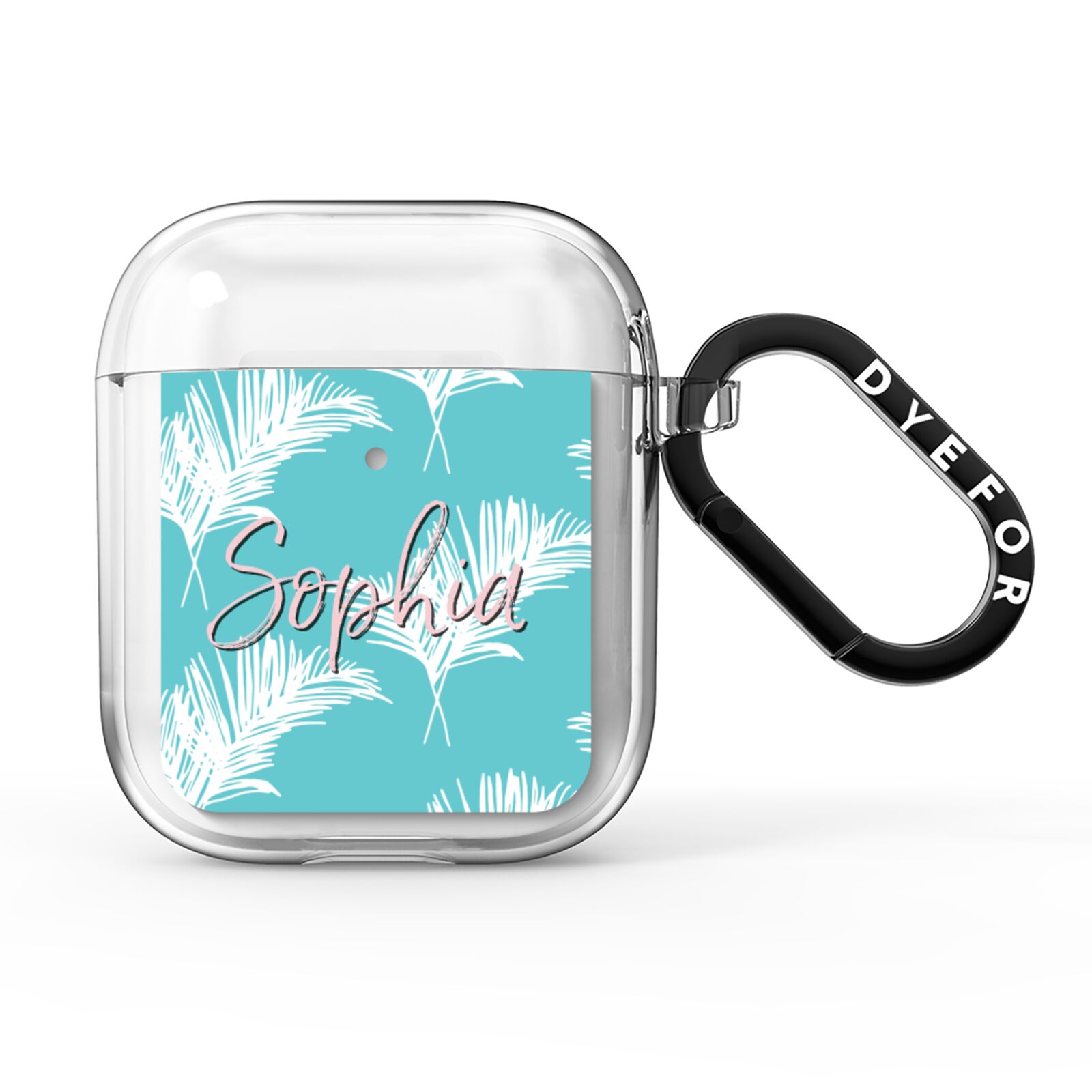 Personalised Blue White Tropical Foliage AirPods Clear Case