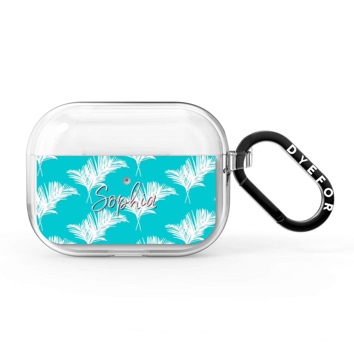 Personalised Blue White Tropical Foliage AirPods Pro Clear Case