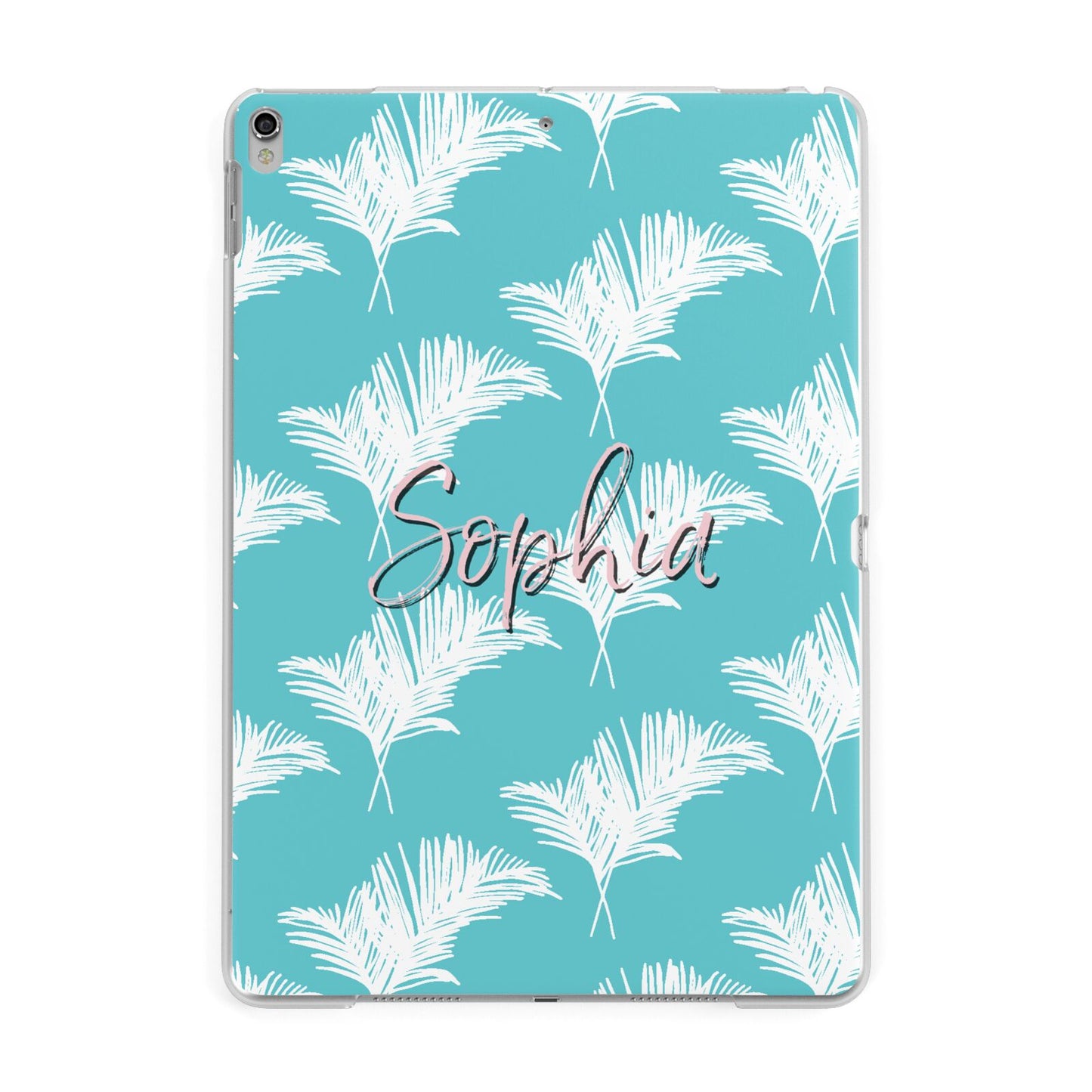 Personalised Blue White Tropical Foliage Apple iPad Silver Case