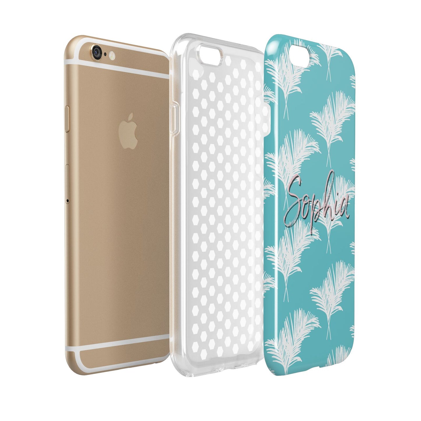 Personalised Blue White Tropical Foliage Apple iPhone 6 3D Tough Case Expanded view