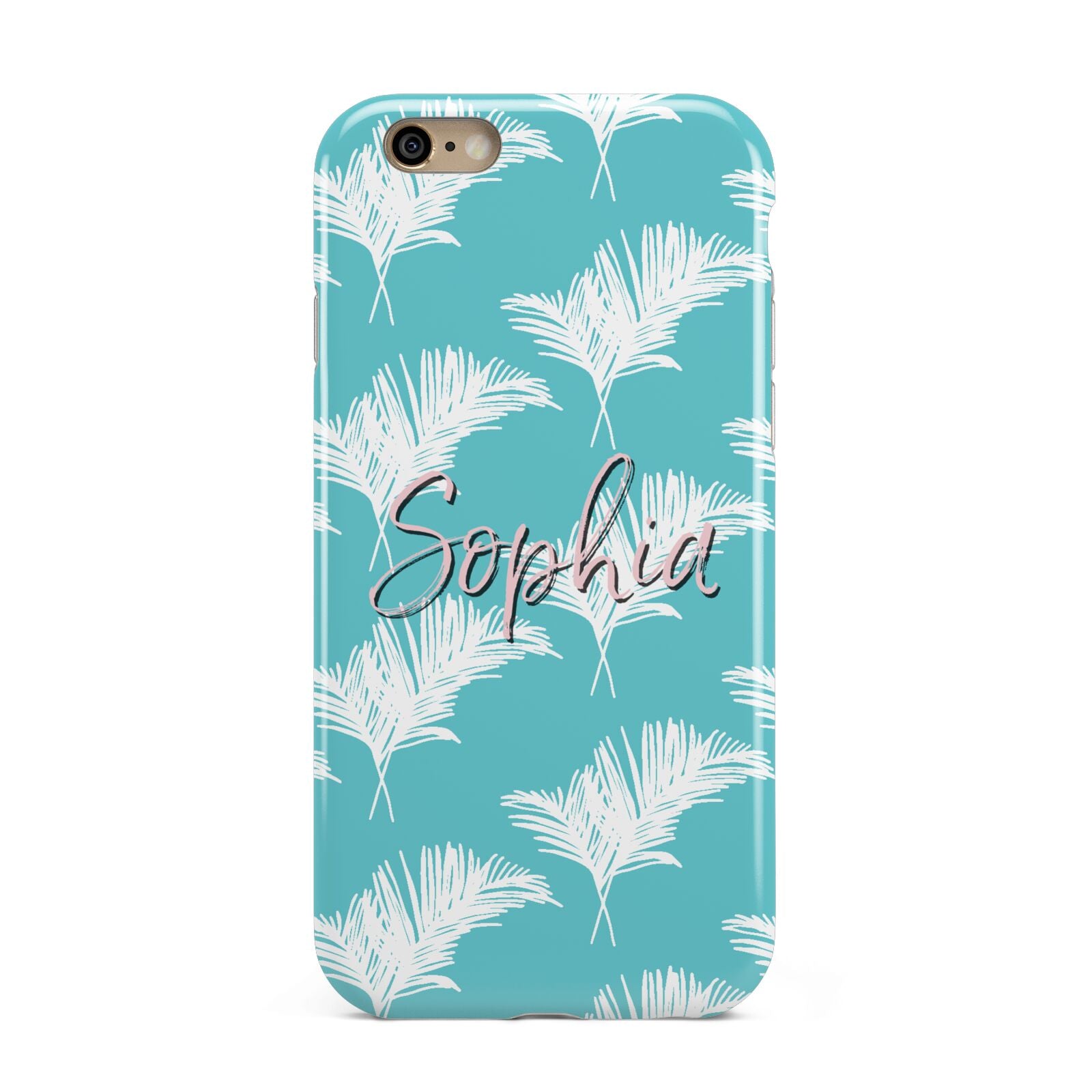 Personalised Blue White Tropical Foliage Apple iPhone 6 3D Tough Case