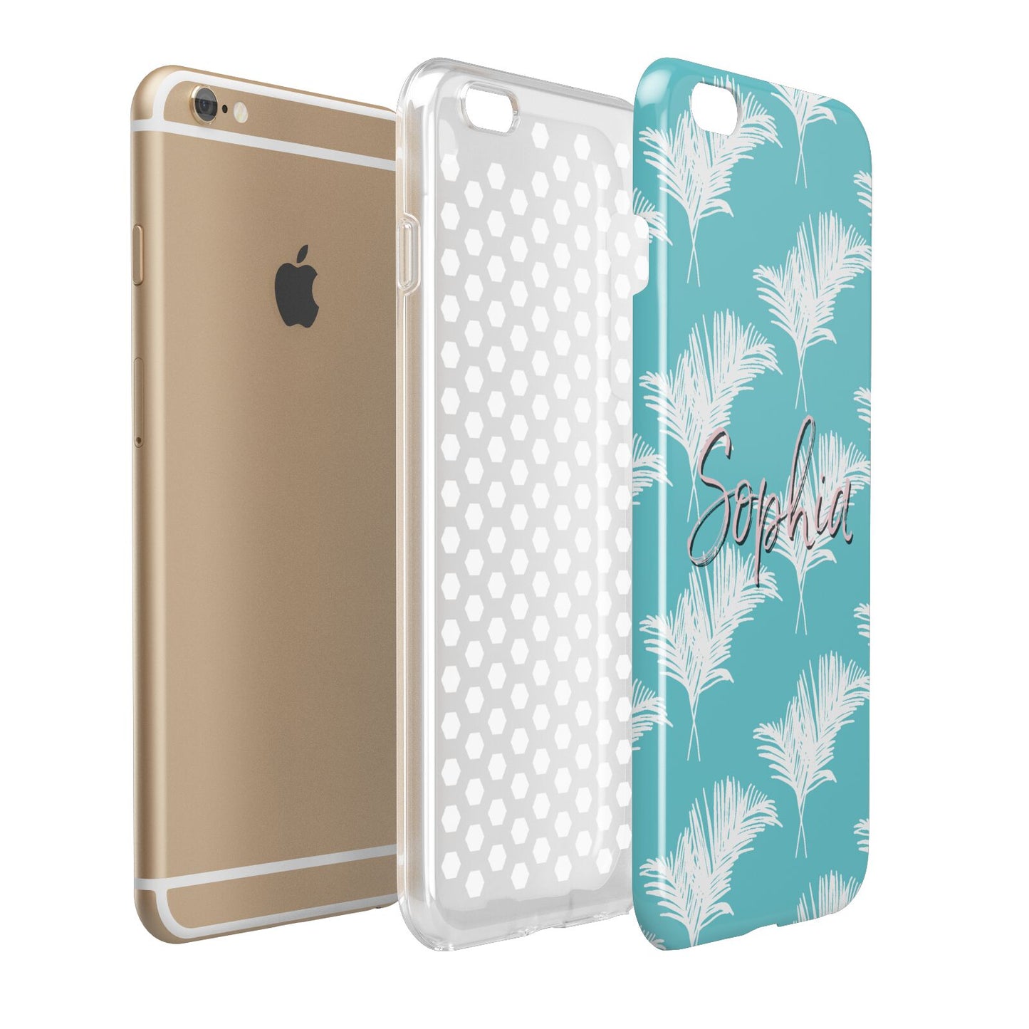 Personalised Blue White Tropical Foliage Apple iPhone 6 Plus 3D Tough Case Expand Detail Image