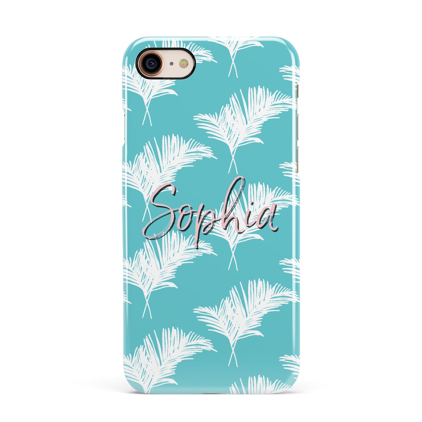 Personalised Blue White Tropical Foliage Apple iPhone 7 8 3D Snap Case