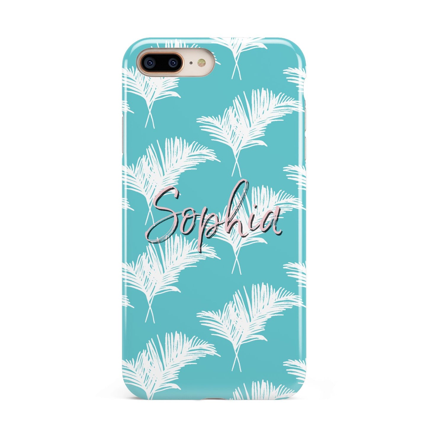 Personalised Blue White Tropical Foliage Apple iPhone 7 8 Plus 3D Tough Case