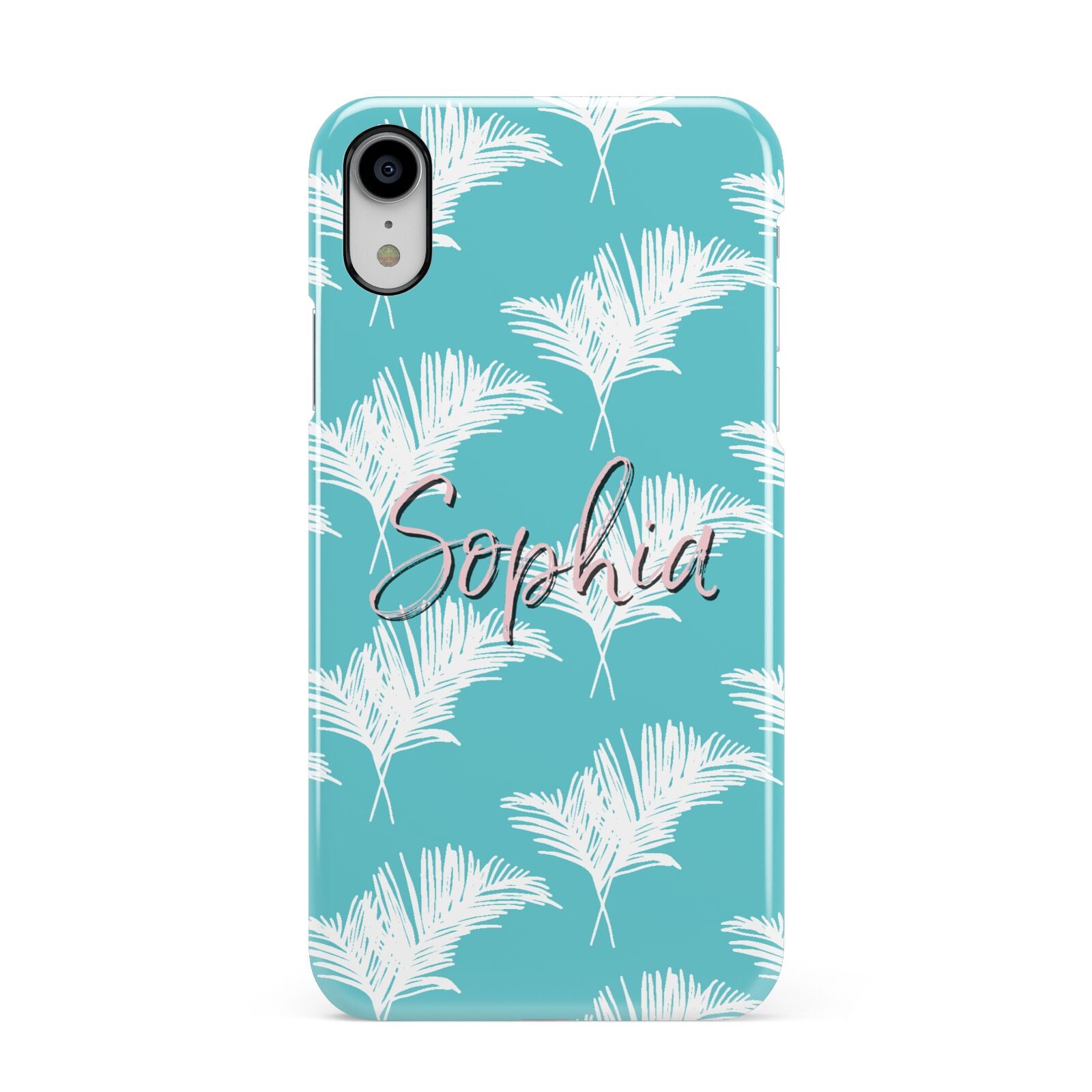 Personalised Blue White Tropical Foliage Apple iPhone XR White 3D Snap Case