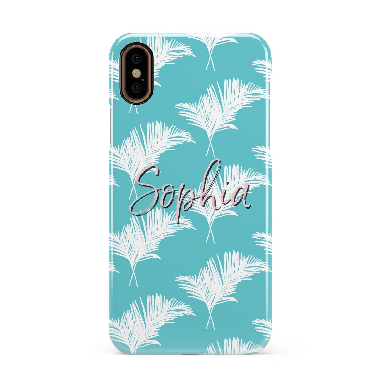 Personalised Blue White Tropical Foliage Apple iPhone XS 3D Snap Case