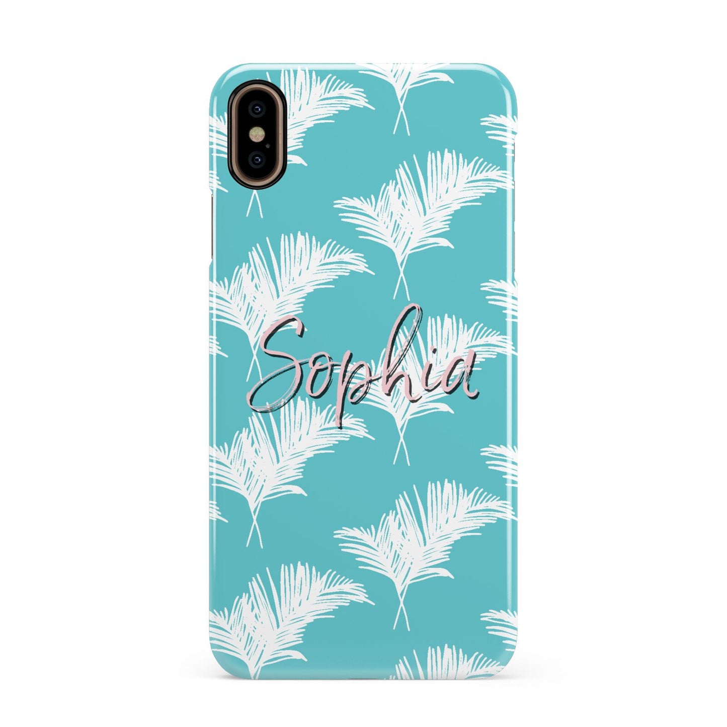 Personalised Blue White Tropical Foliage Apple iPhone Xs Max 3D Snap Case