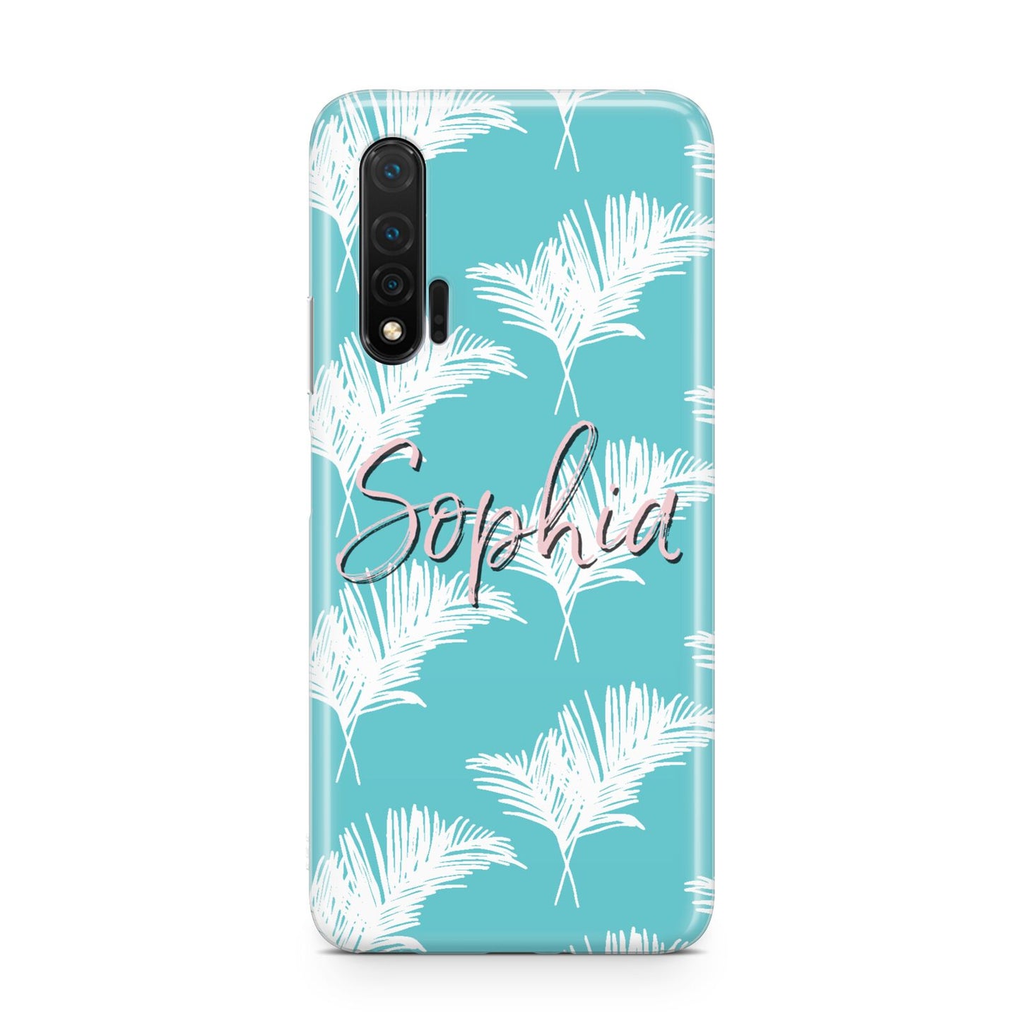 Personalised Blue White Tropical Foliage Huawei Nova 6 Phone Case