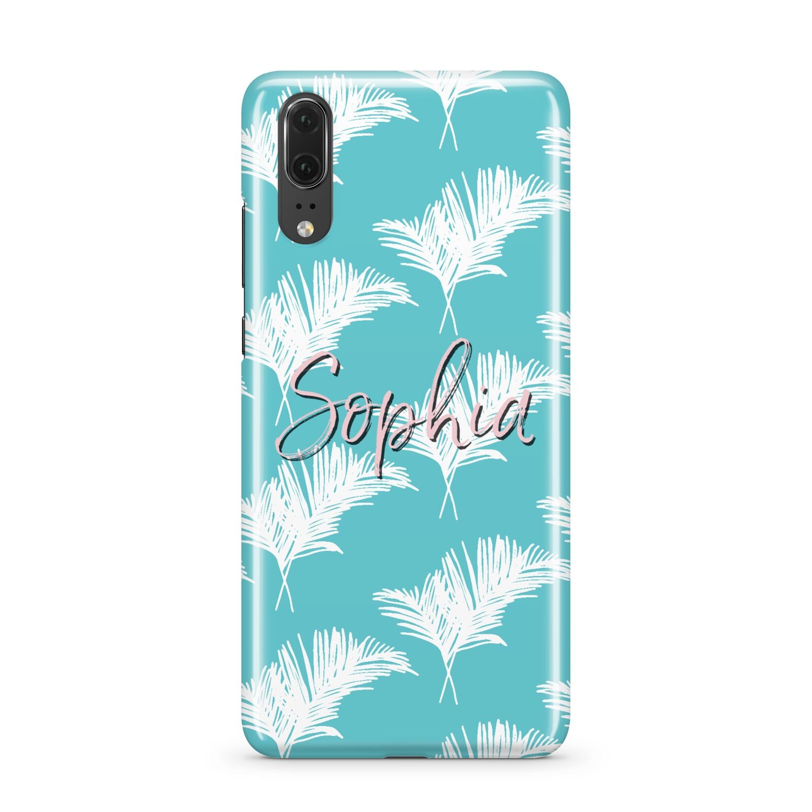 Personalised Blue White Tropical Foliage Huawei P20 Phone Case