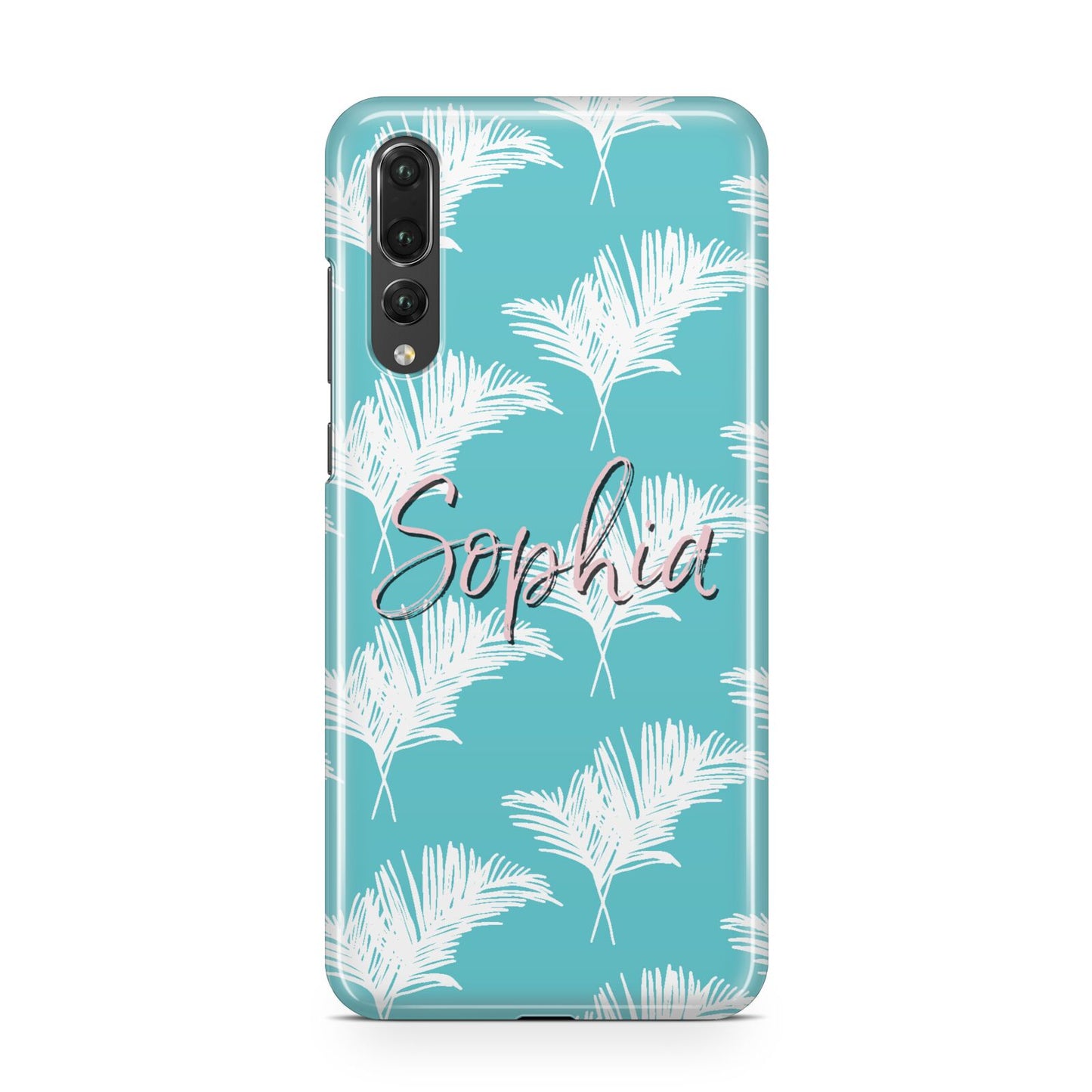 Personalised Blue White Tropical Foliage Huawei P20 Pro Phone Case