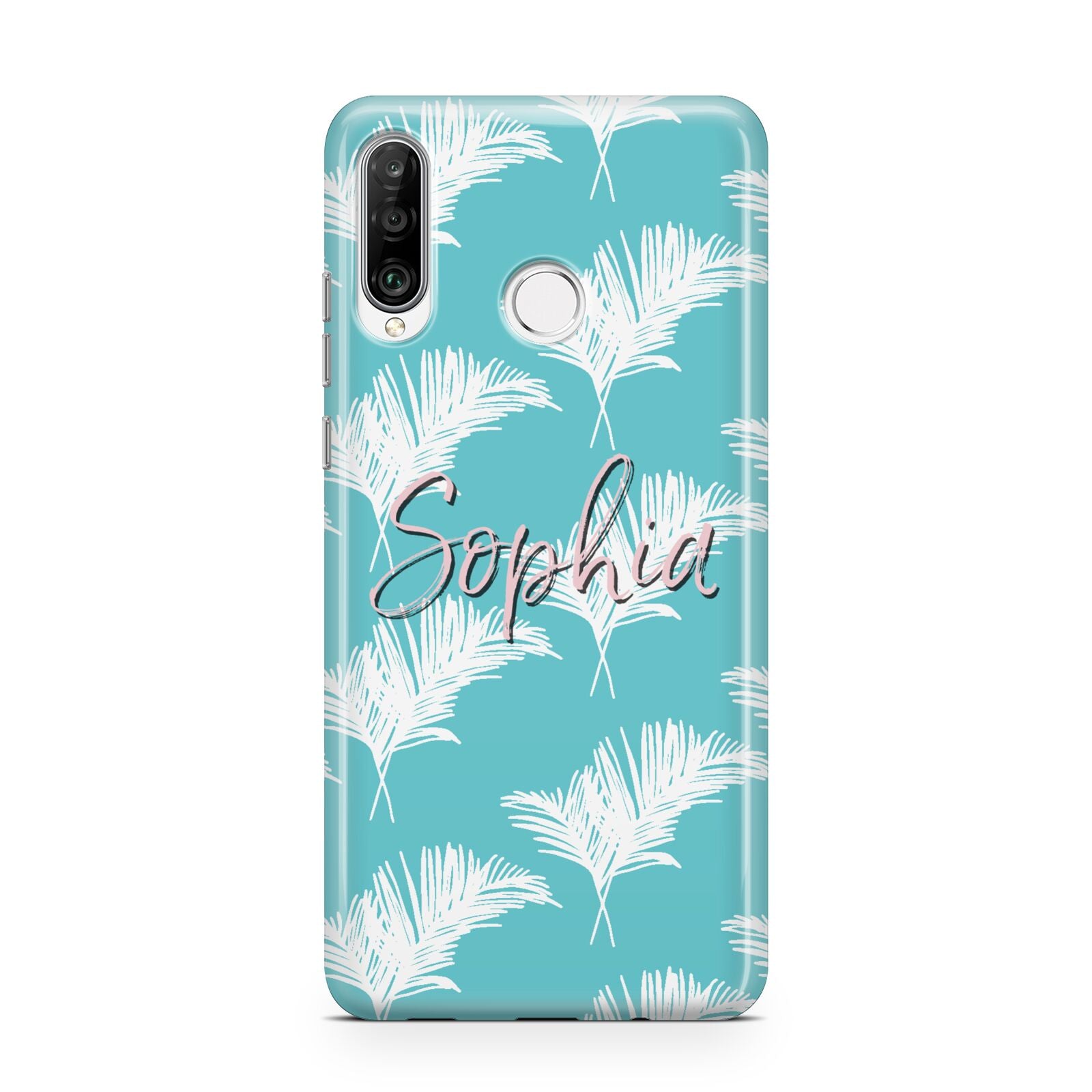 Personalised Blue White Tropical Foliage Huawei P30 Lite Phone Case