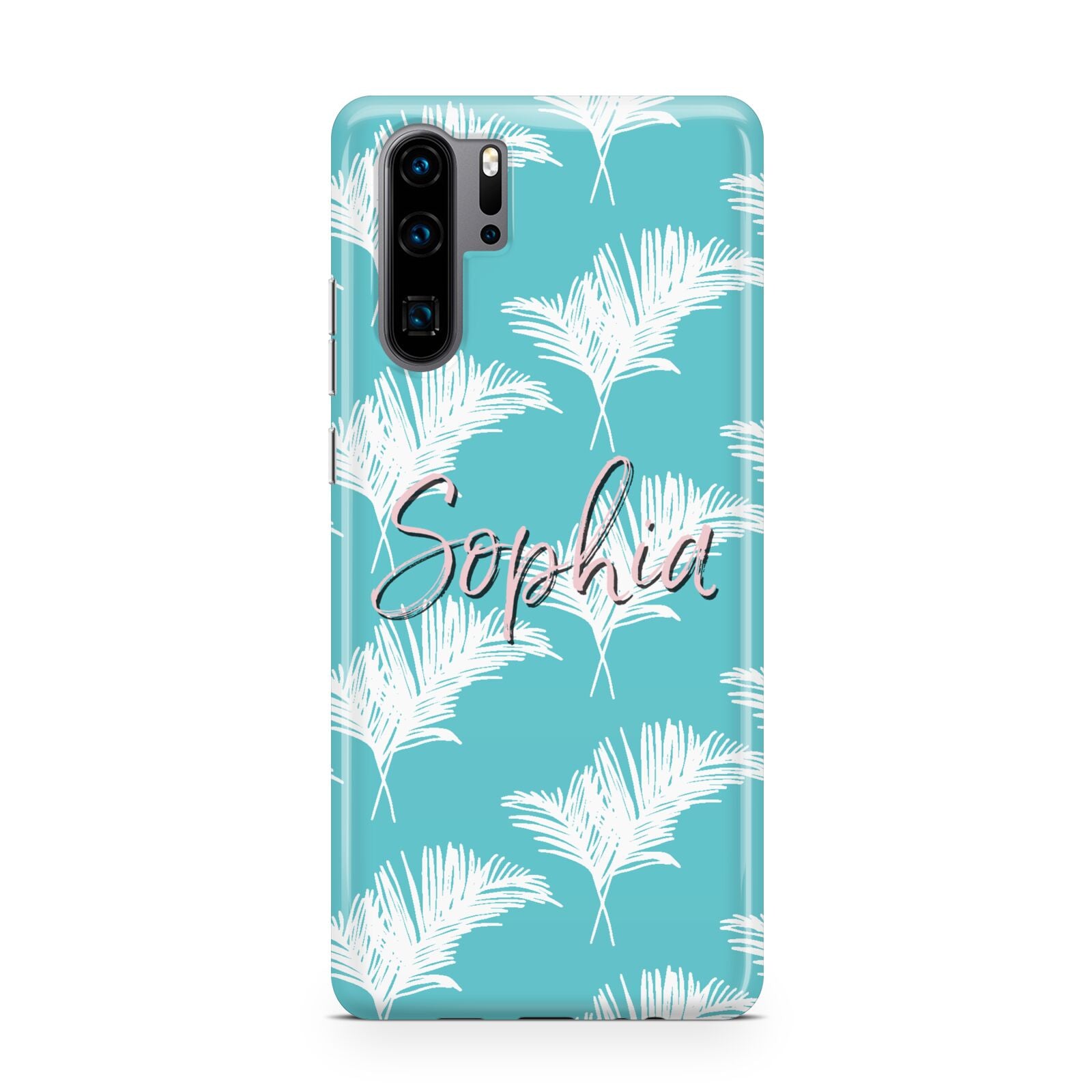 Personalised Blue White Tropical Foliage Huawei P30 Pro Phone Case