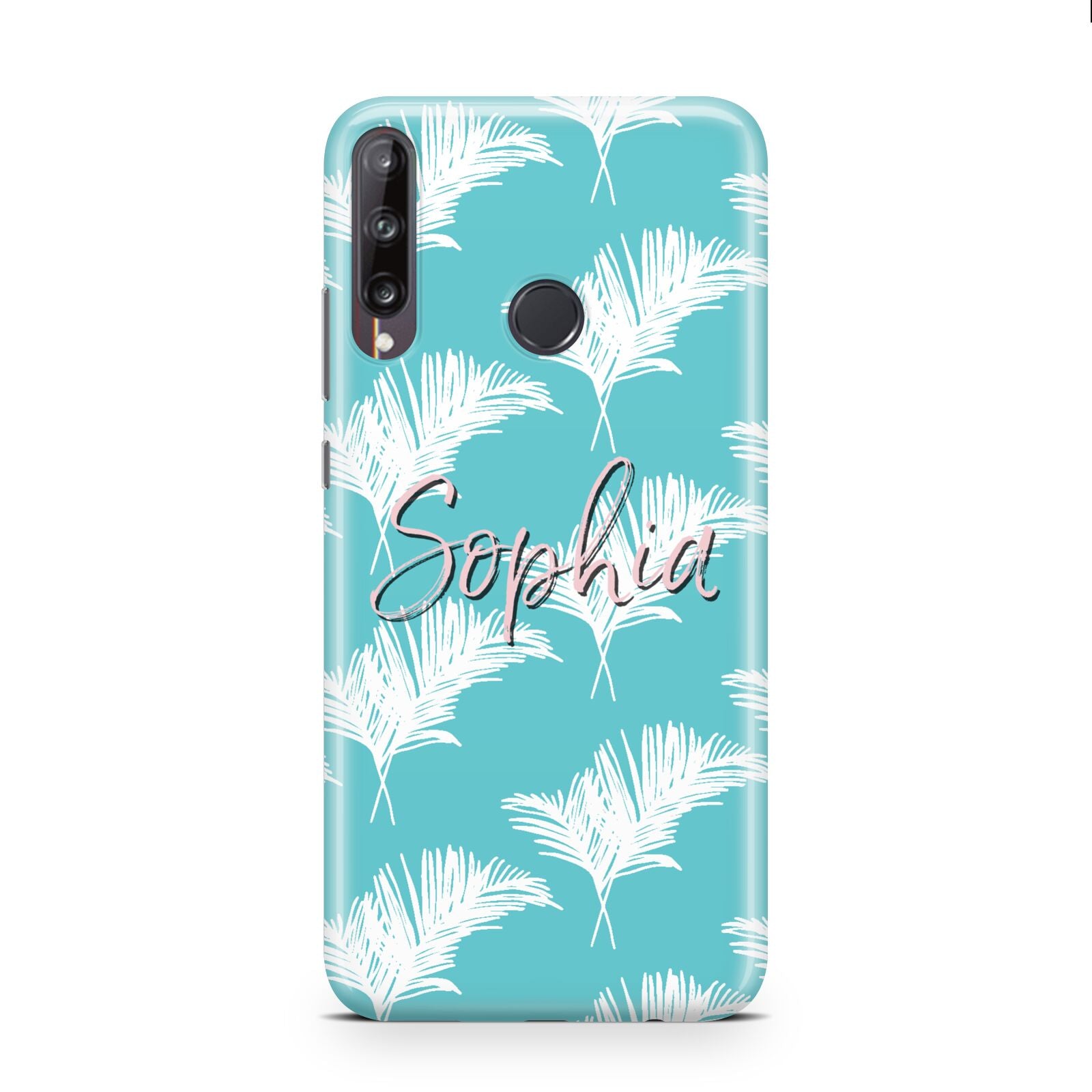 Personalised Blue White Tropical Foliage Huawei P40 Lite E Phone Case