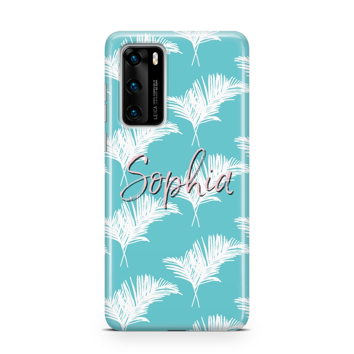 Personalised Blue White Tropical Foliage Huawei P40 Phone Case