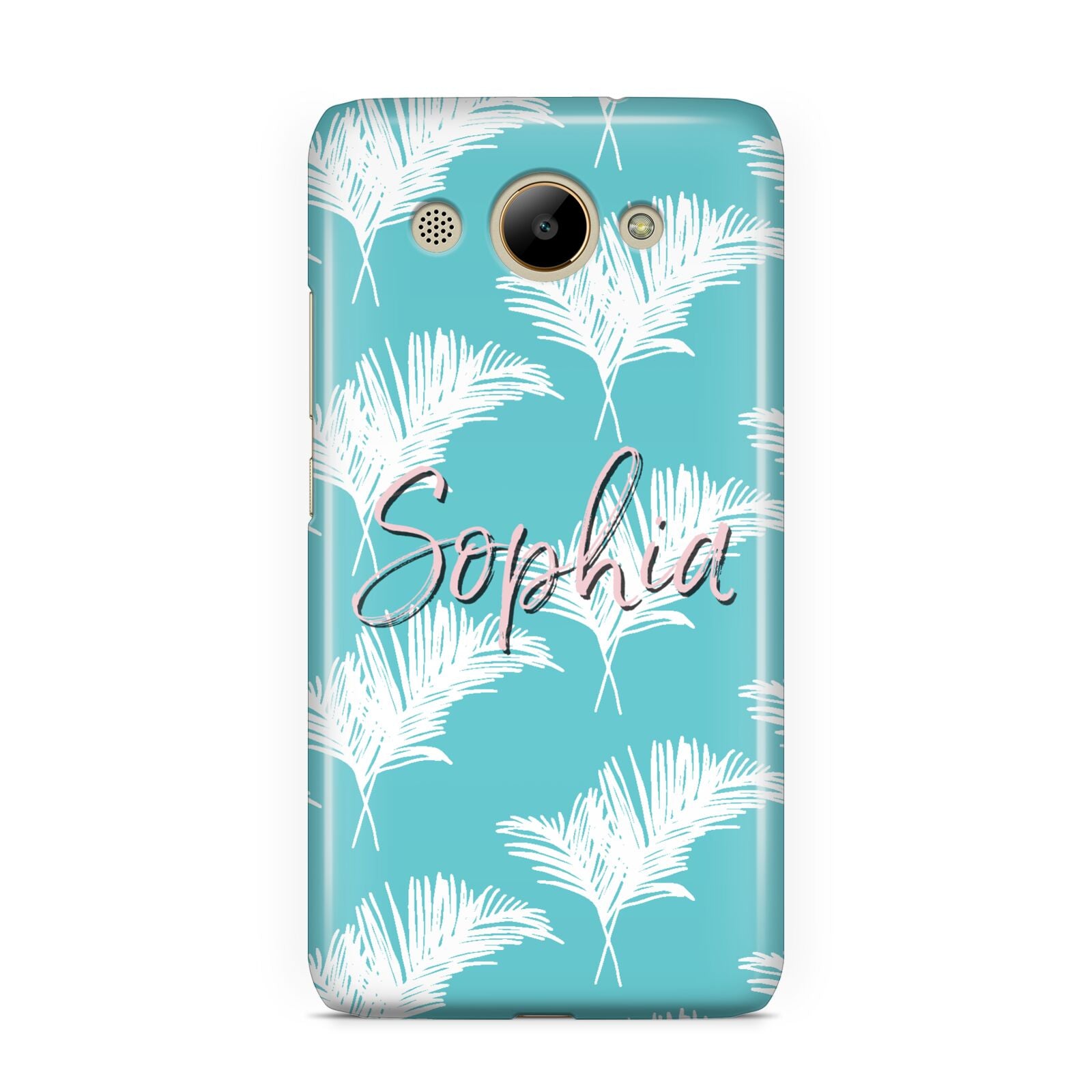 Personalised Blue White Tropical Foliage Huawei Y3 2017