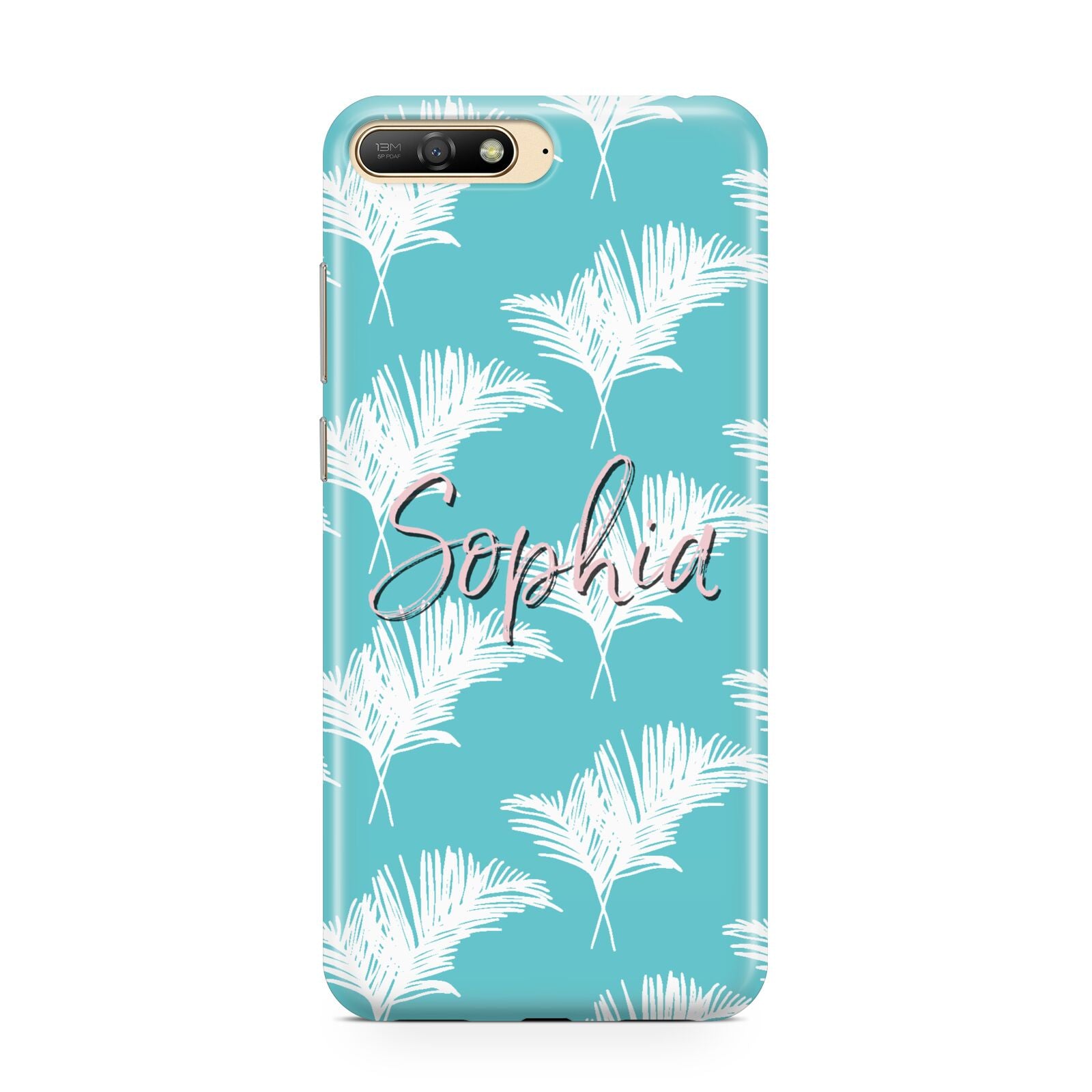 Personalised Blue White Tropical Foliage Huawei Y6 2018