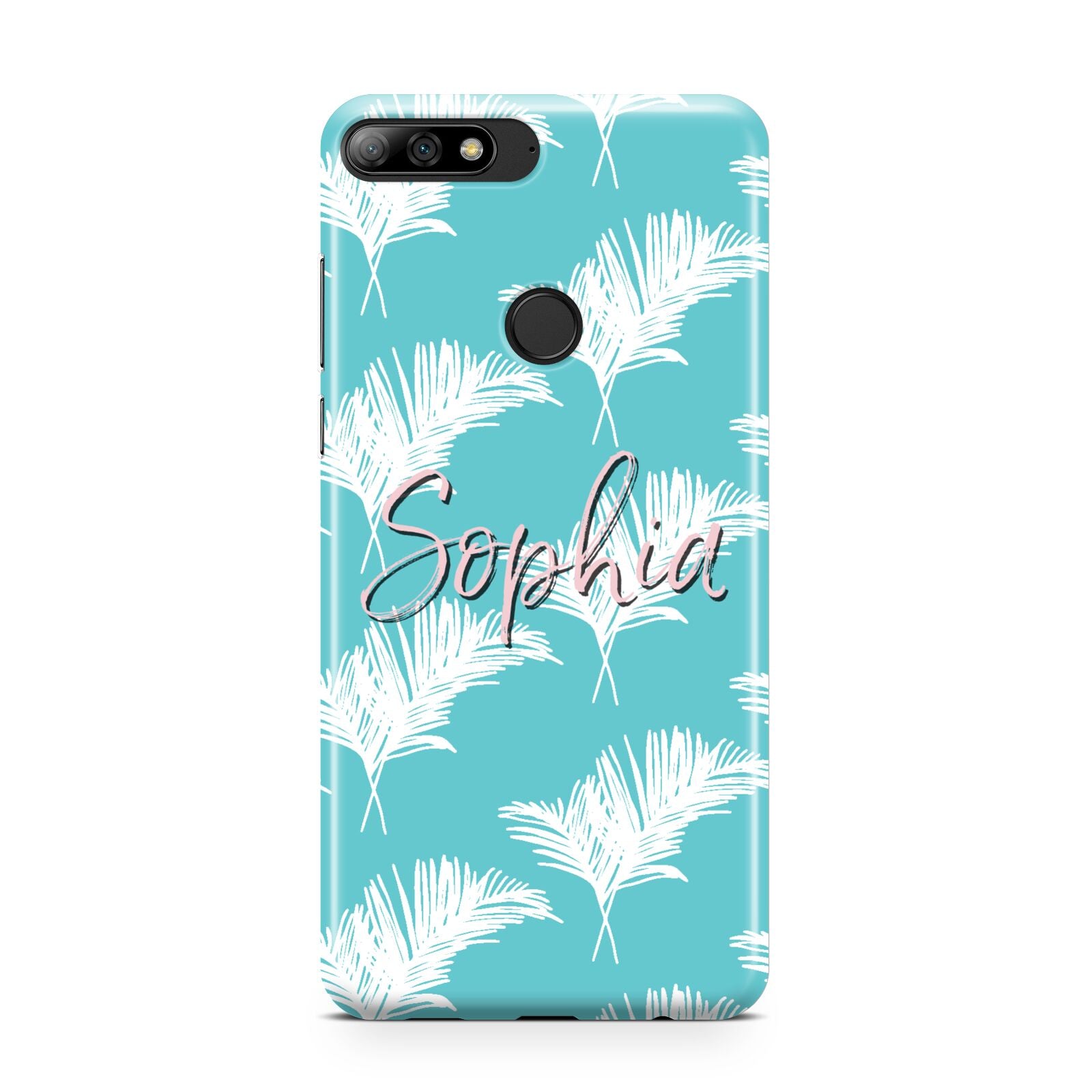 Personalised Blue White Tropical Foliage Huawei Y7 2018