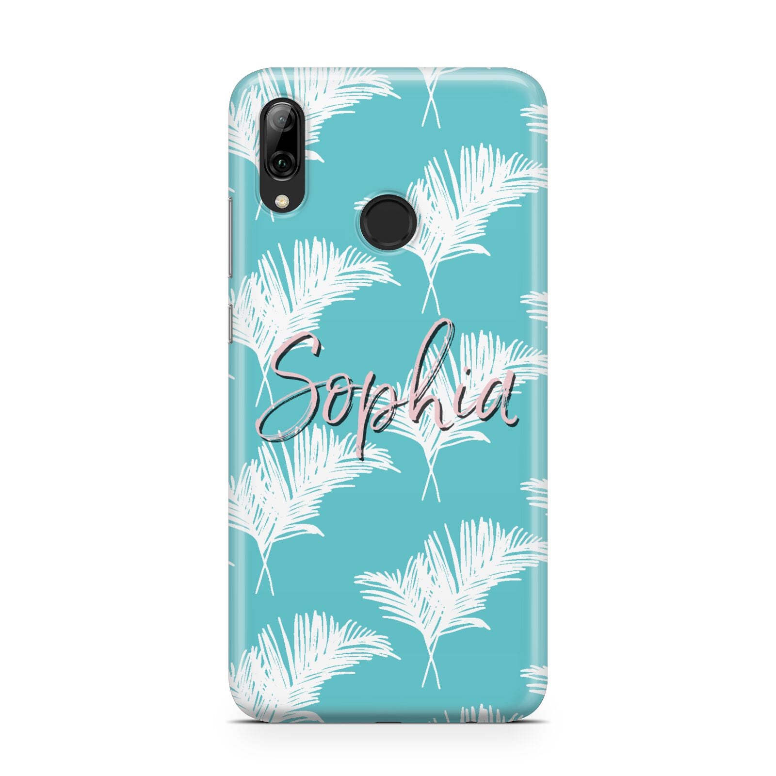 Personalised Blue White Tropical Foliage Huawei Y7 2019