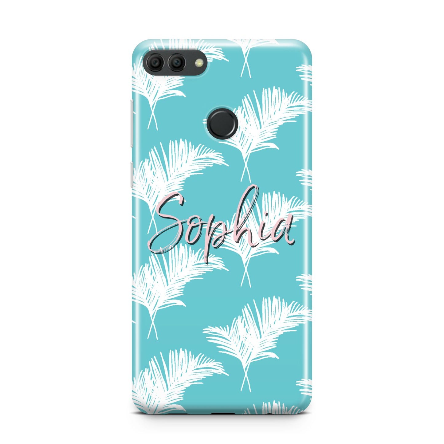 Personalised Blue White Tropical Foliage Huawei Y9 2018