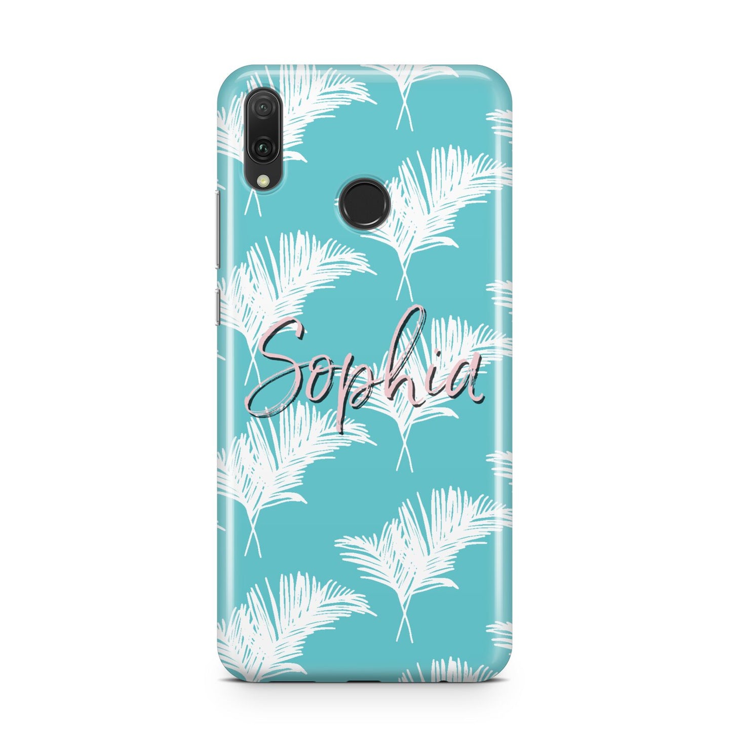 Personalised Blue White Tropical Foliage Huawei Y9 2019