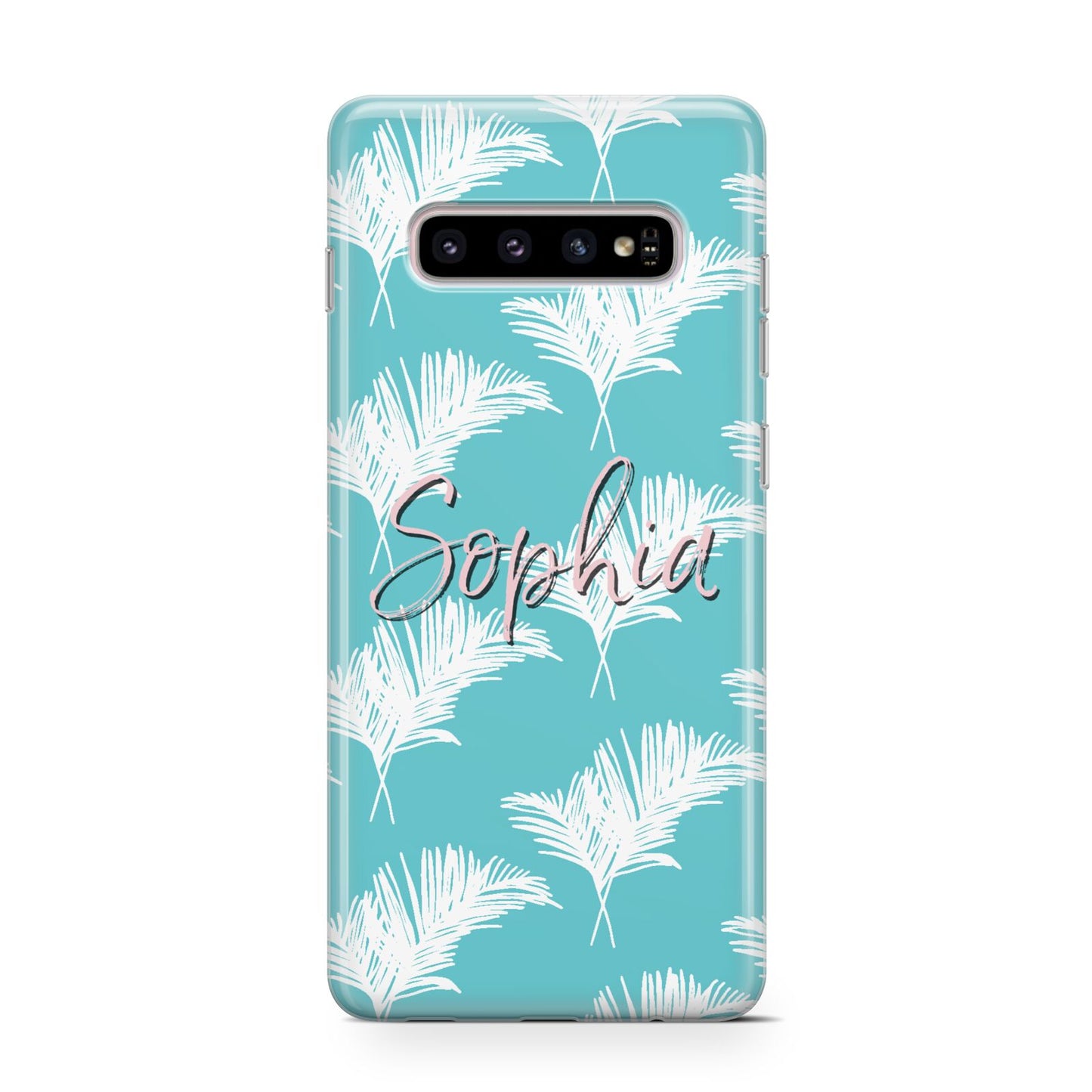 Personalised Blue White Tropical Foliage Protective Samsung Galaxy Case