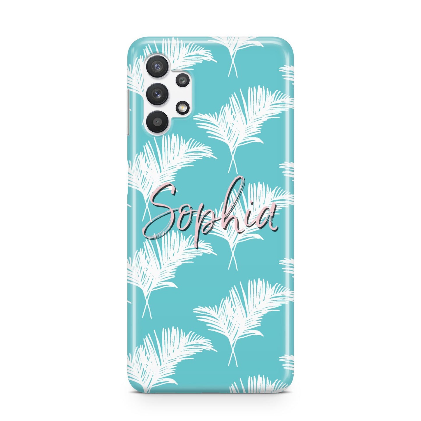 Personalised Blue White Tropical Foliage Samsung A32 5G Case