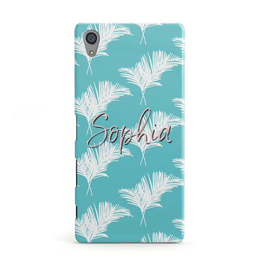 Personalised Blue White Tropical Foliage Sony Xperia Case